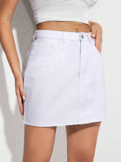 Plain Denim Skirt-Cozy Knit Sets