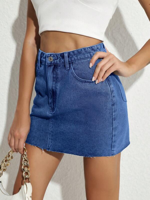 Plain Denim Skirt-Cozy Knit Sets