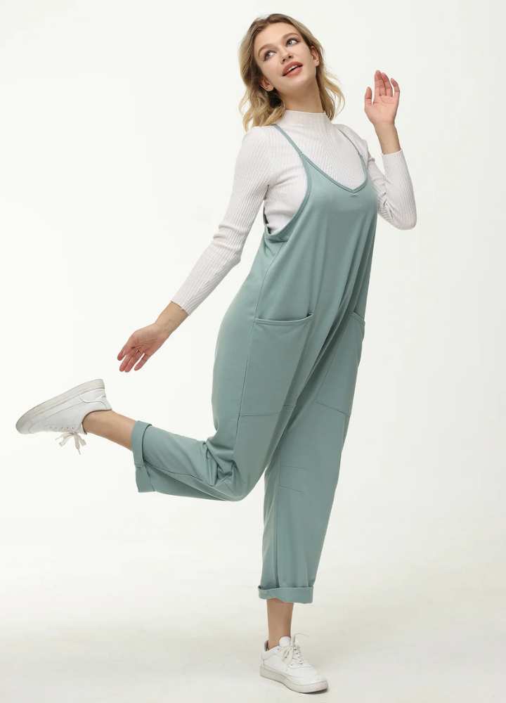 Womens Casual Wide-Leg Jumpsuit-Cozy Knit Sets