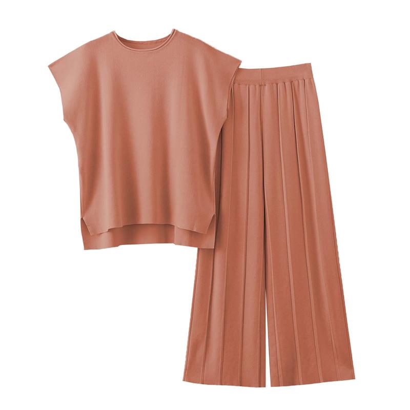 Casual Pleated Set Cap Sleeve Lounge For Women