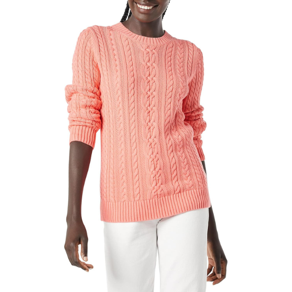 womens Fisherman Cable Crewneck Sweater