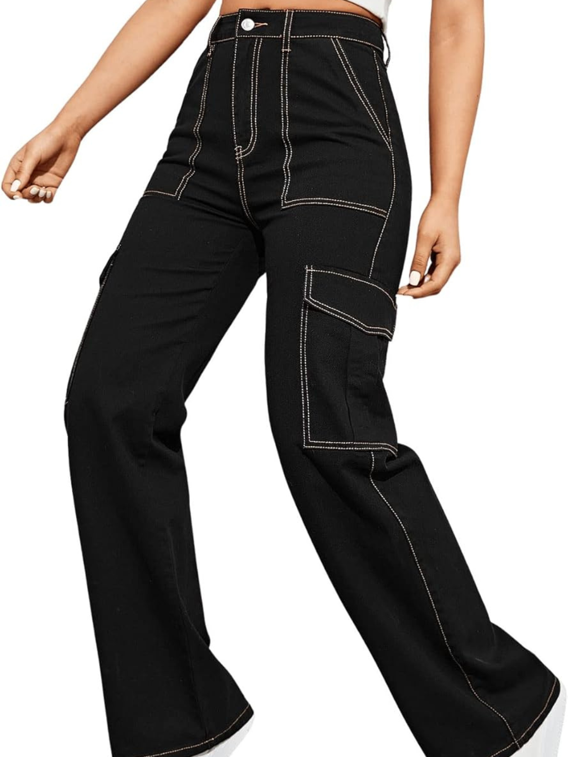 Casual Flap Pocket Denim Pant-Cozy Knit Sets