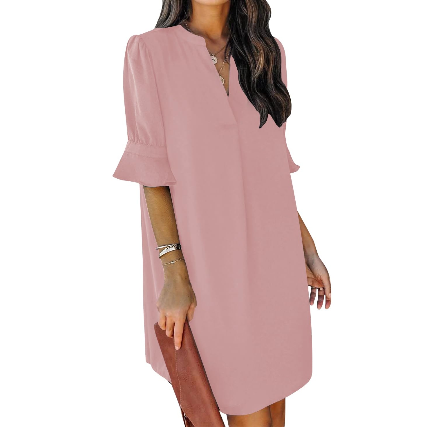 Summer Ruffle Short Sleeve Casual Shift Dress