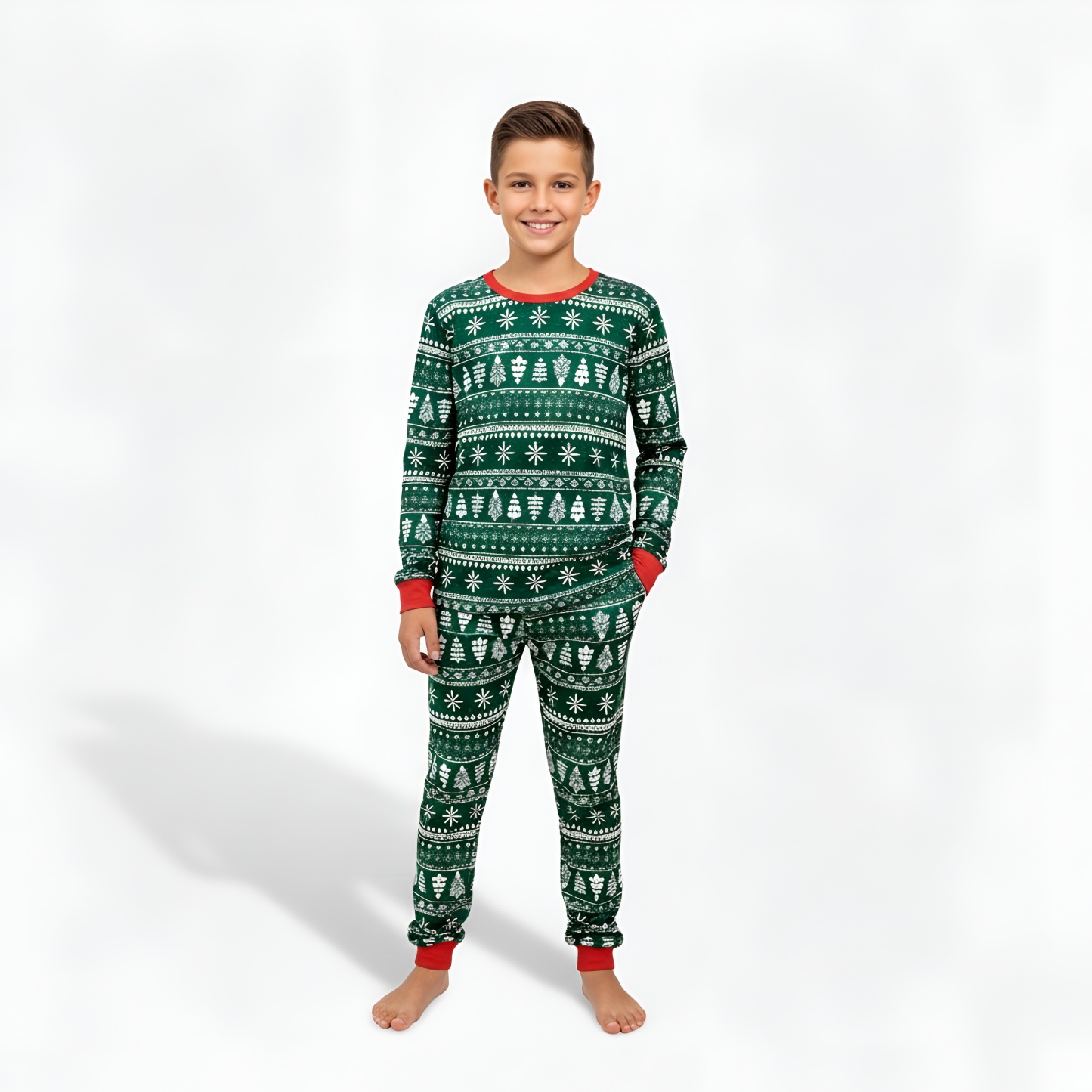 Holiday Tree Print Christmas Matching Family Pajama Set