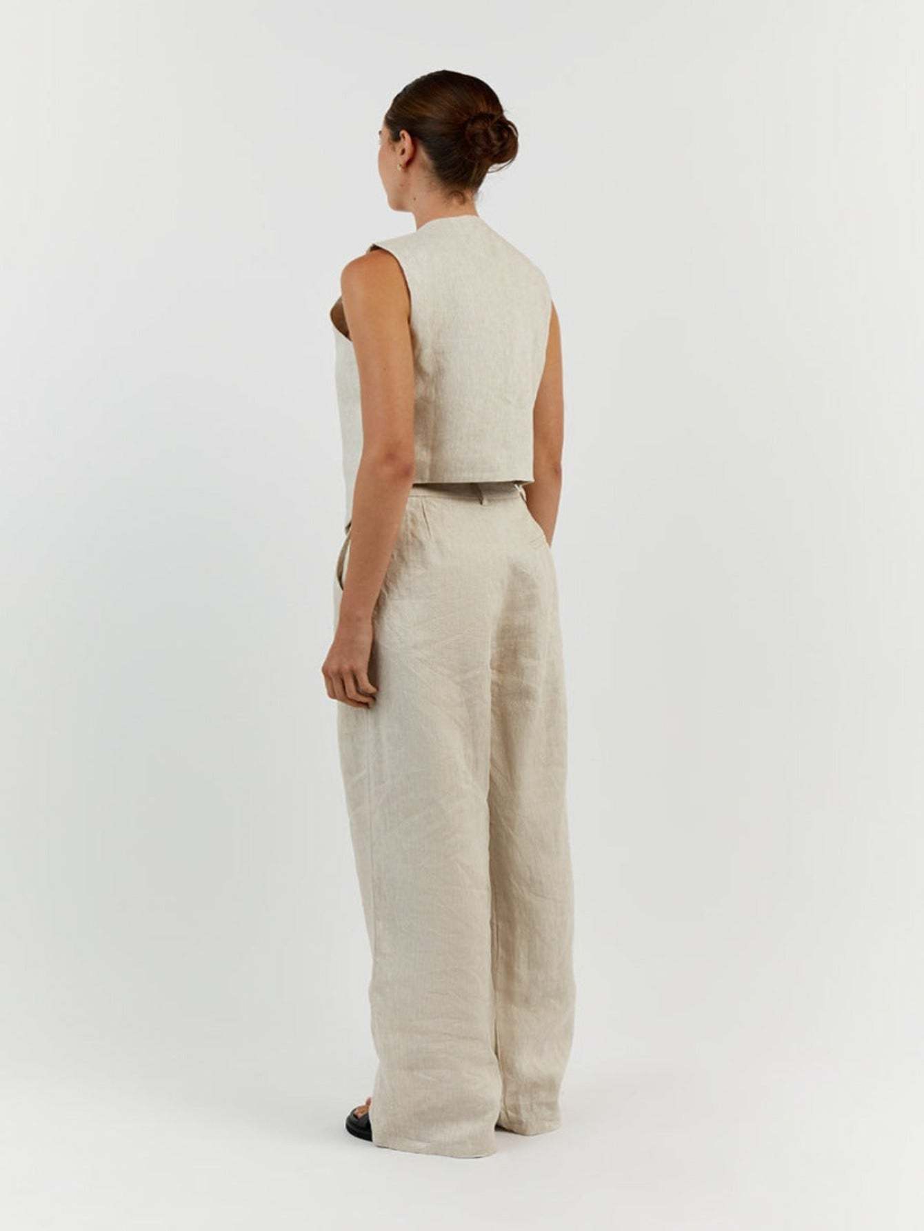 Sleeveless Linen Vest Pant Set-Cozy Knit Sets