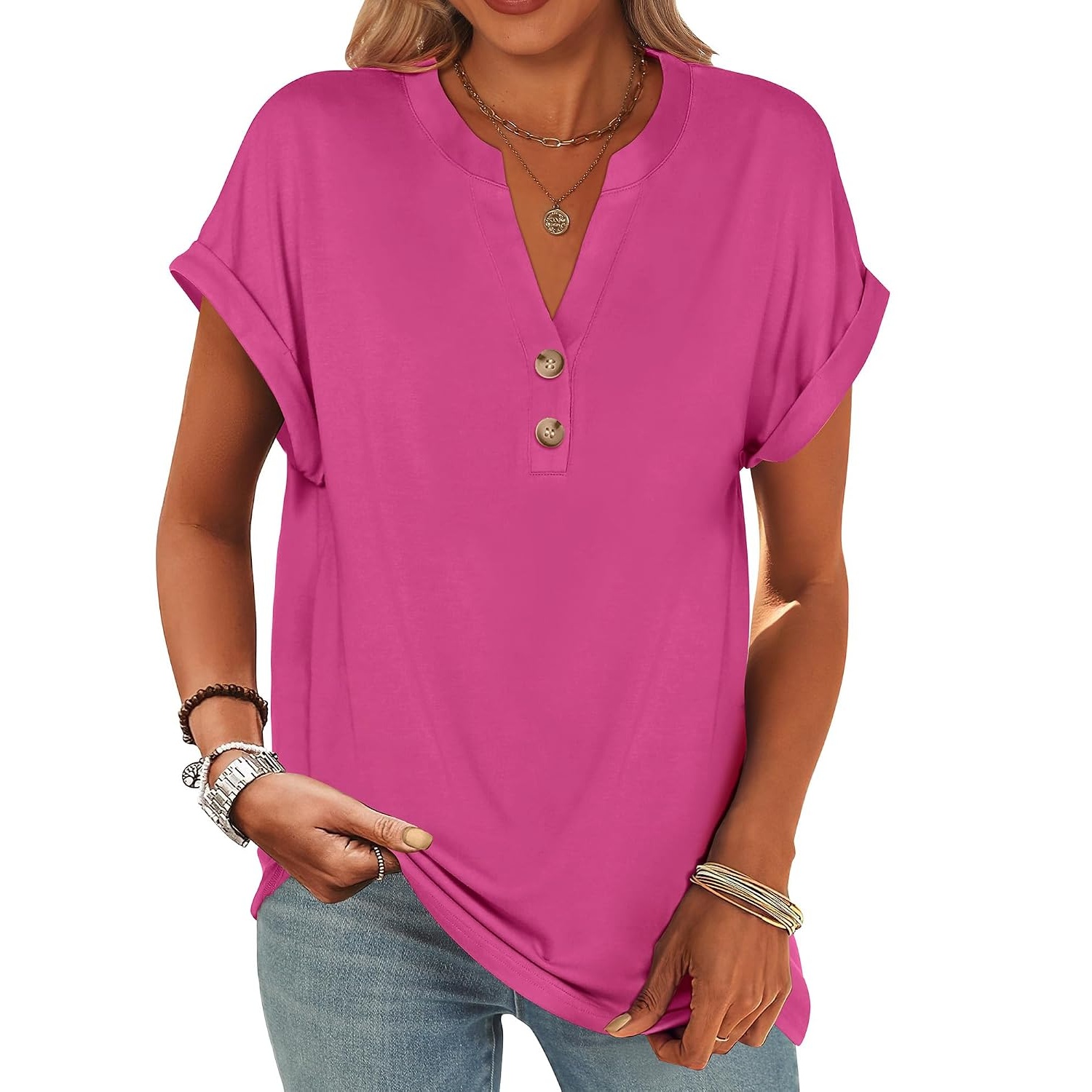 Summer Henley Casual Top For Women 