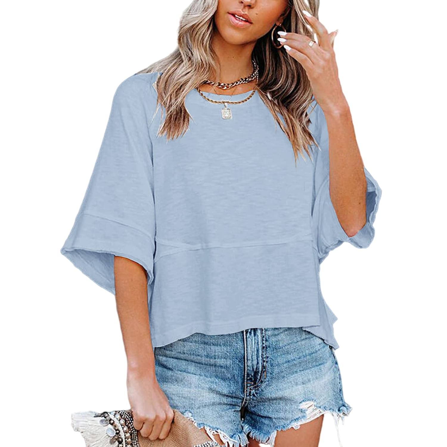 Casual Loose Fit Summer Half Sleeve T Shirts For Women