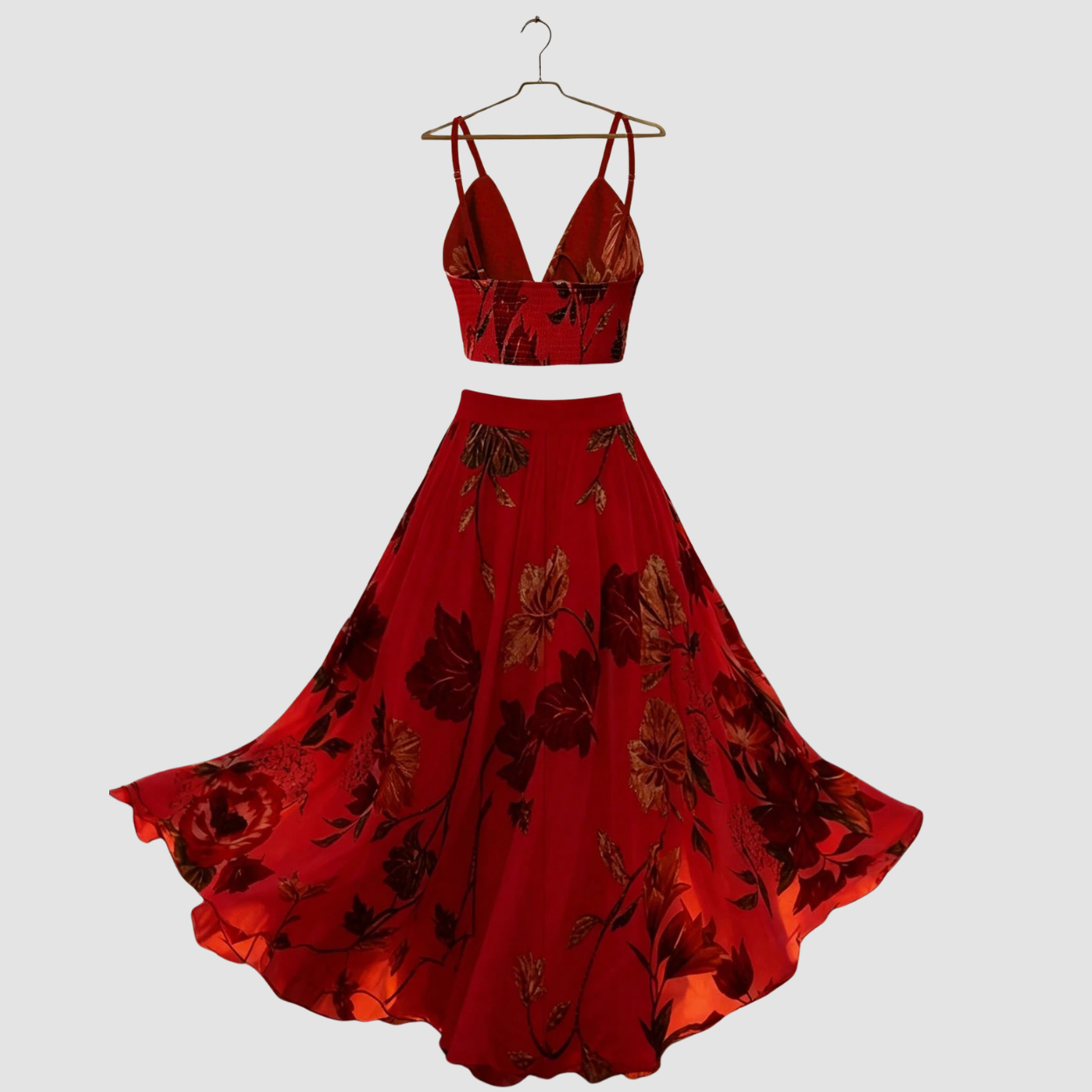 2 Piece Floral Camisole And Mini Skirt For Women