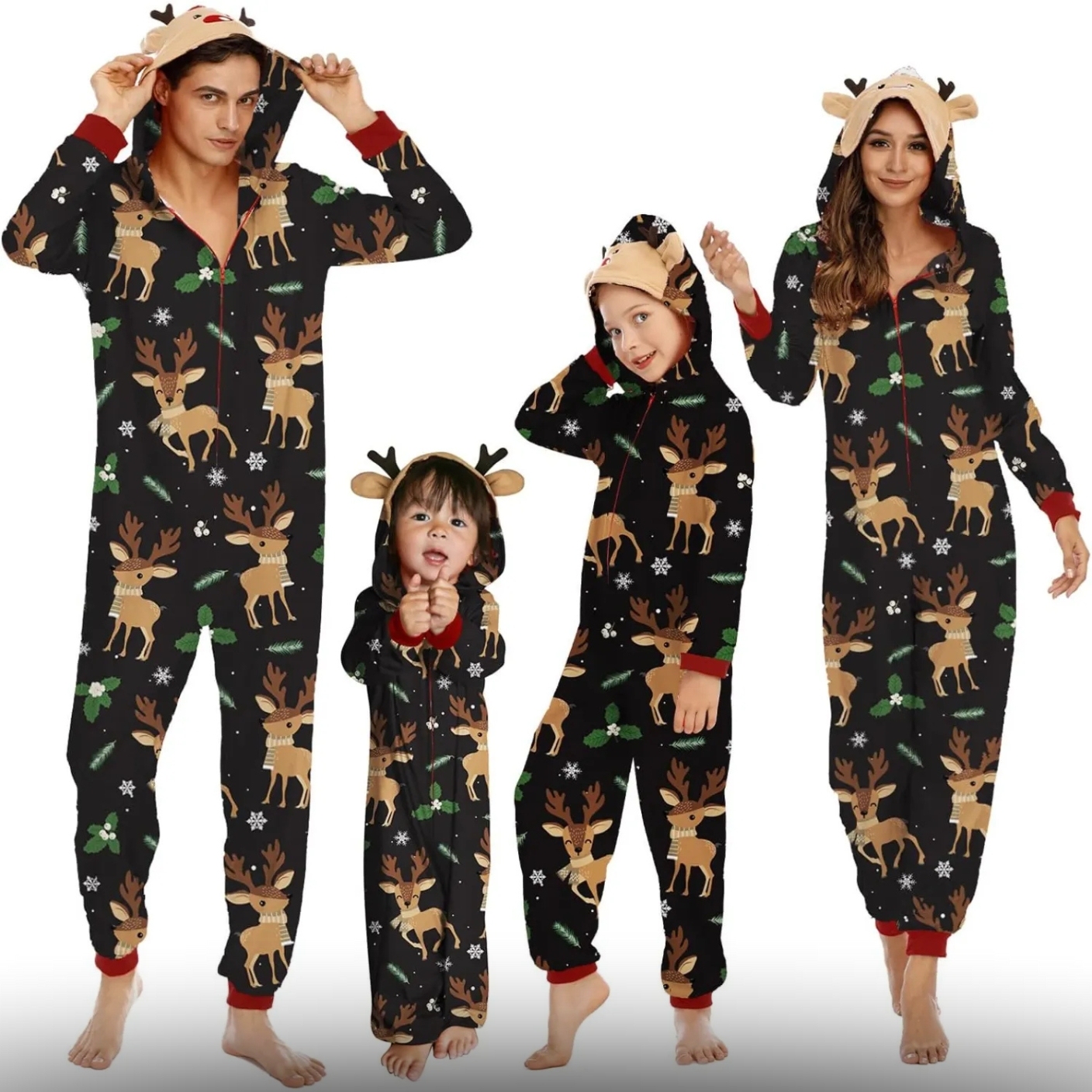 Festive Reindeer And Snowflake Matching Family Christmas Pajamas