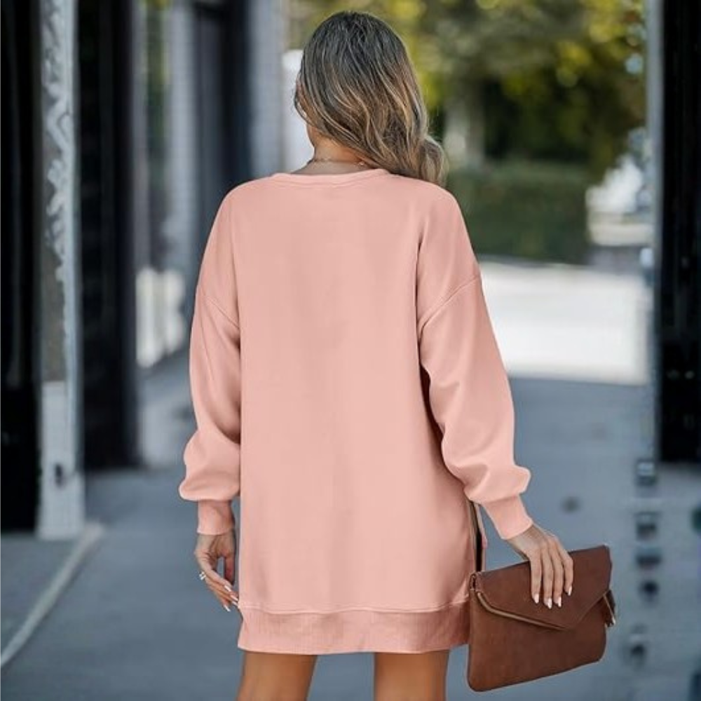 Oversized Sweatshirt With Zipper Slit For Women