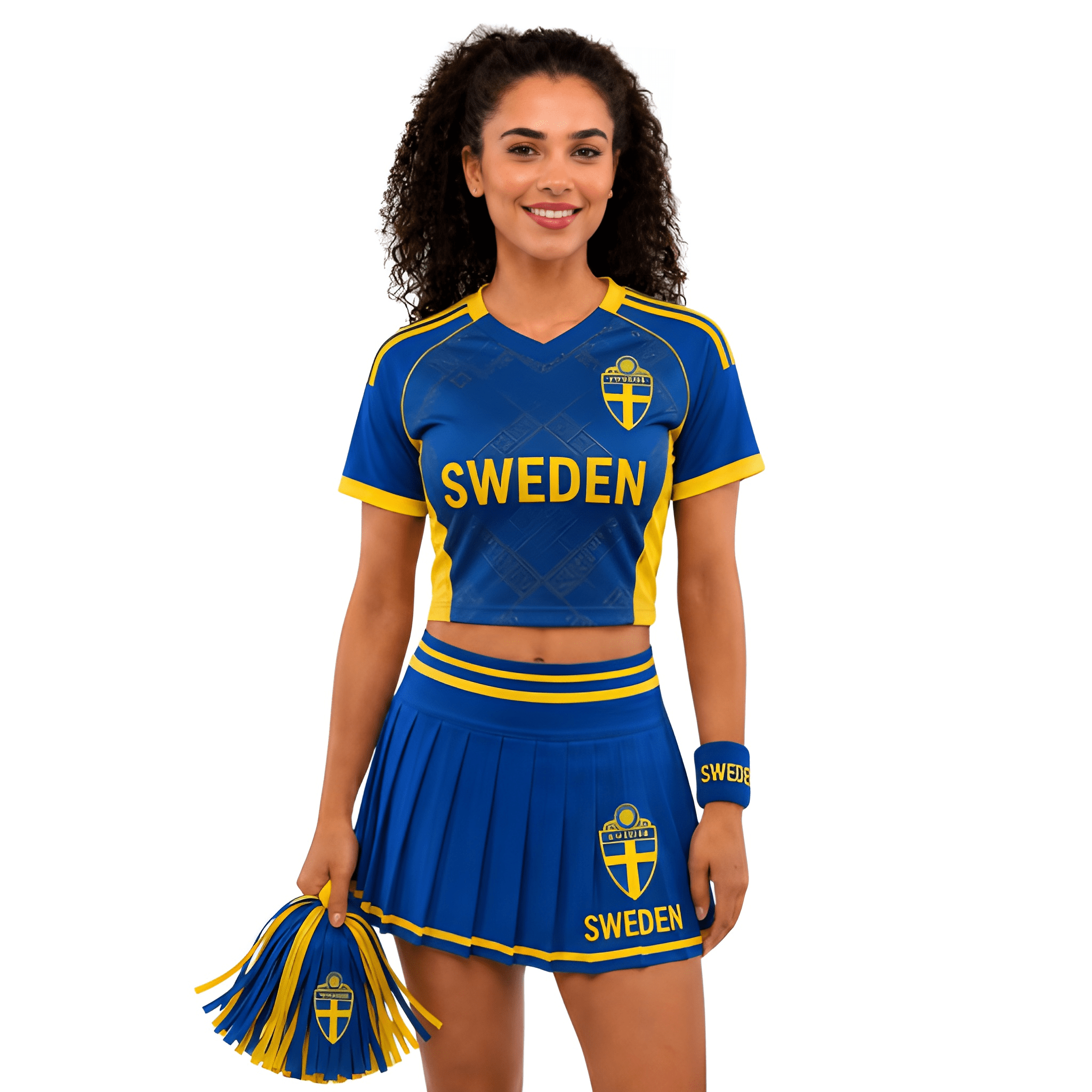 FIFA 2026 Sweden Football Themed Two Piece Skirt Set For Women