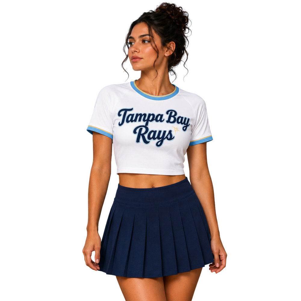Tampa Bay Rays Baseball Team Printed Two Piece Top And Skirt Set For Women
