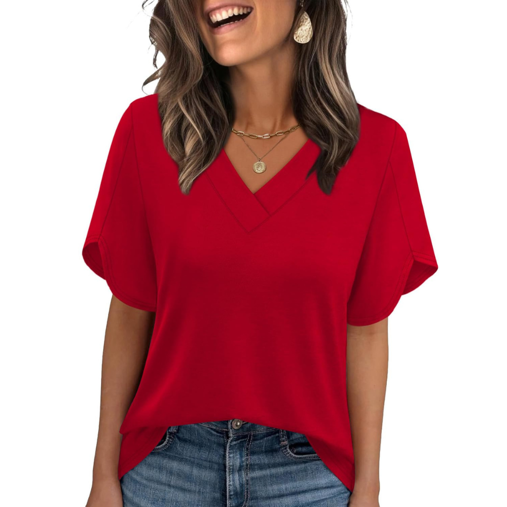 Summer Short Petal Sleeve T Shirts For Women