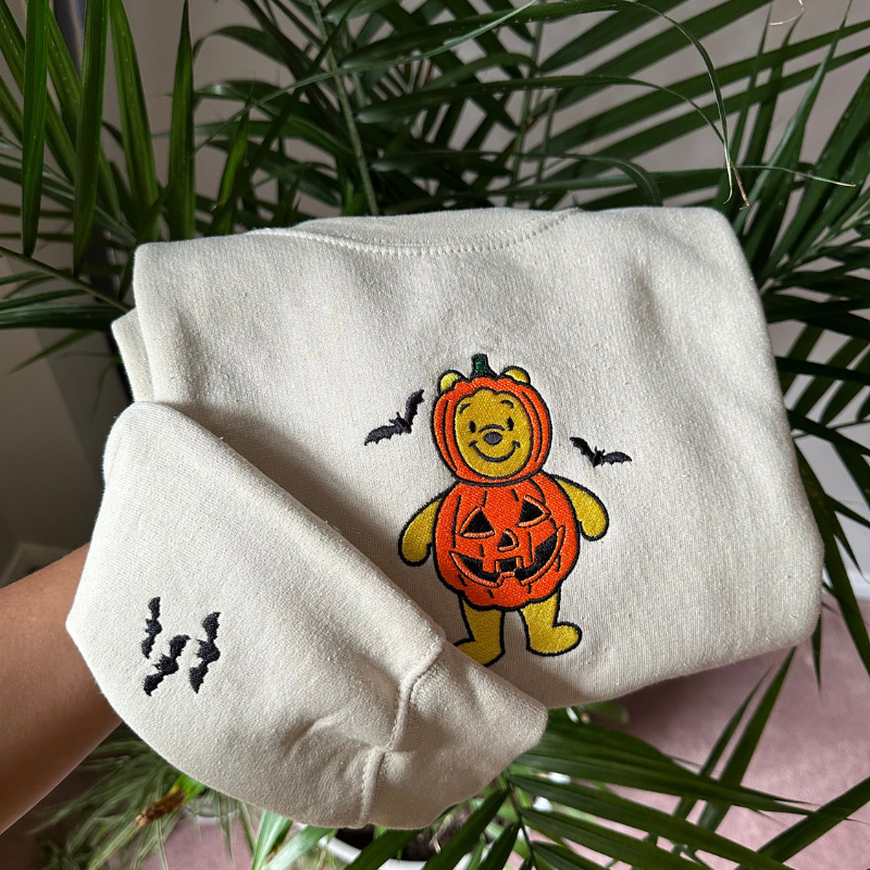 Winnie The Pooh Halloween Pumpkin Bear Printed Sweatshirt-Cozy Knit Sets
