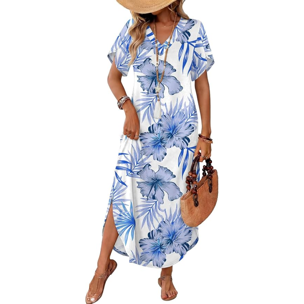 Summer Sundress Casual Short Sleeve Maxi Dress For Women