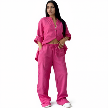 Women V Style Cotton and Linen Casual Suit