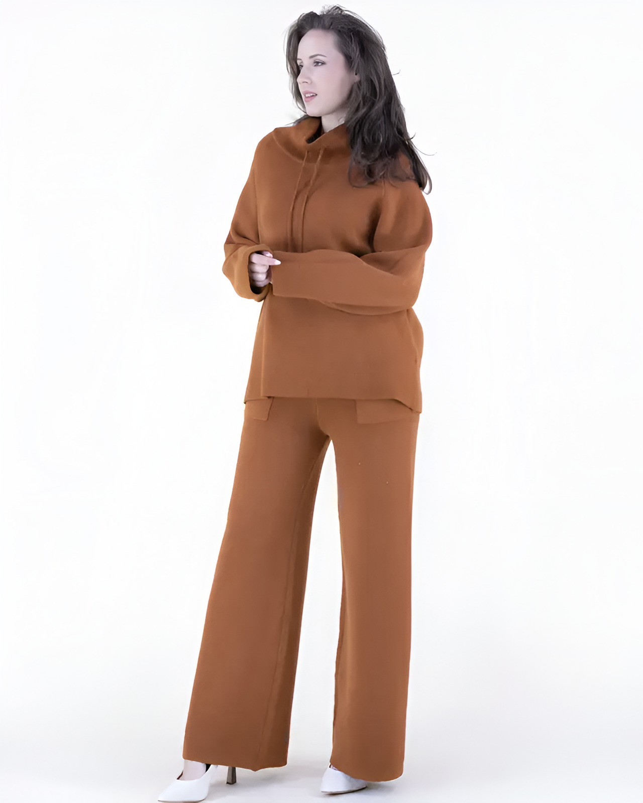 2 Piece Knit Design Lounge Set With Sweater And Pant