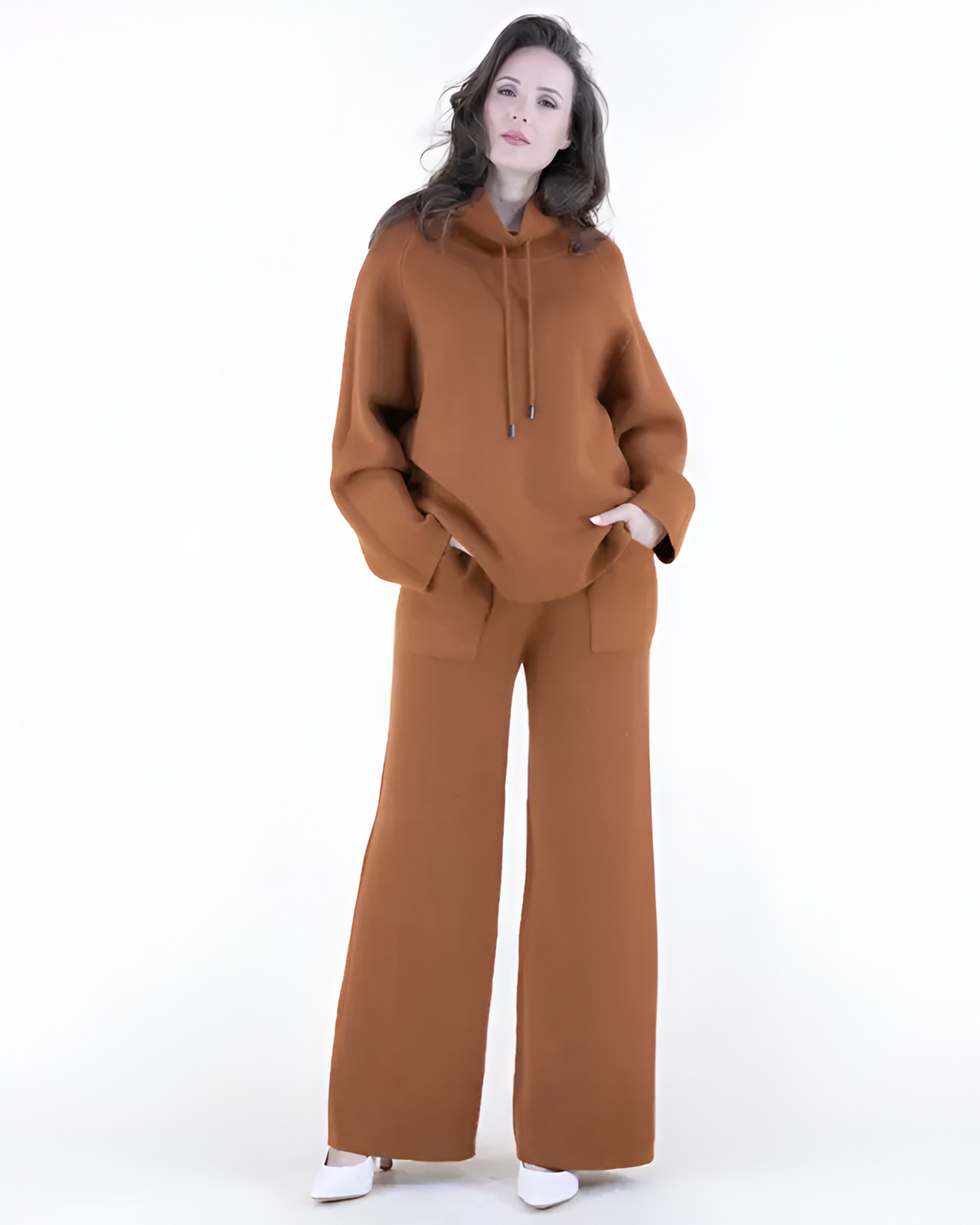 2 Piece Knit Design Lounge Set With Sweater And Pant