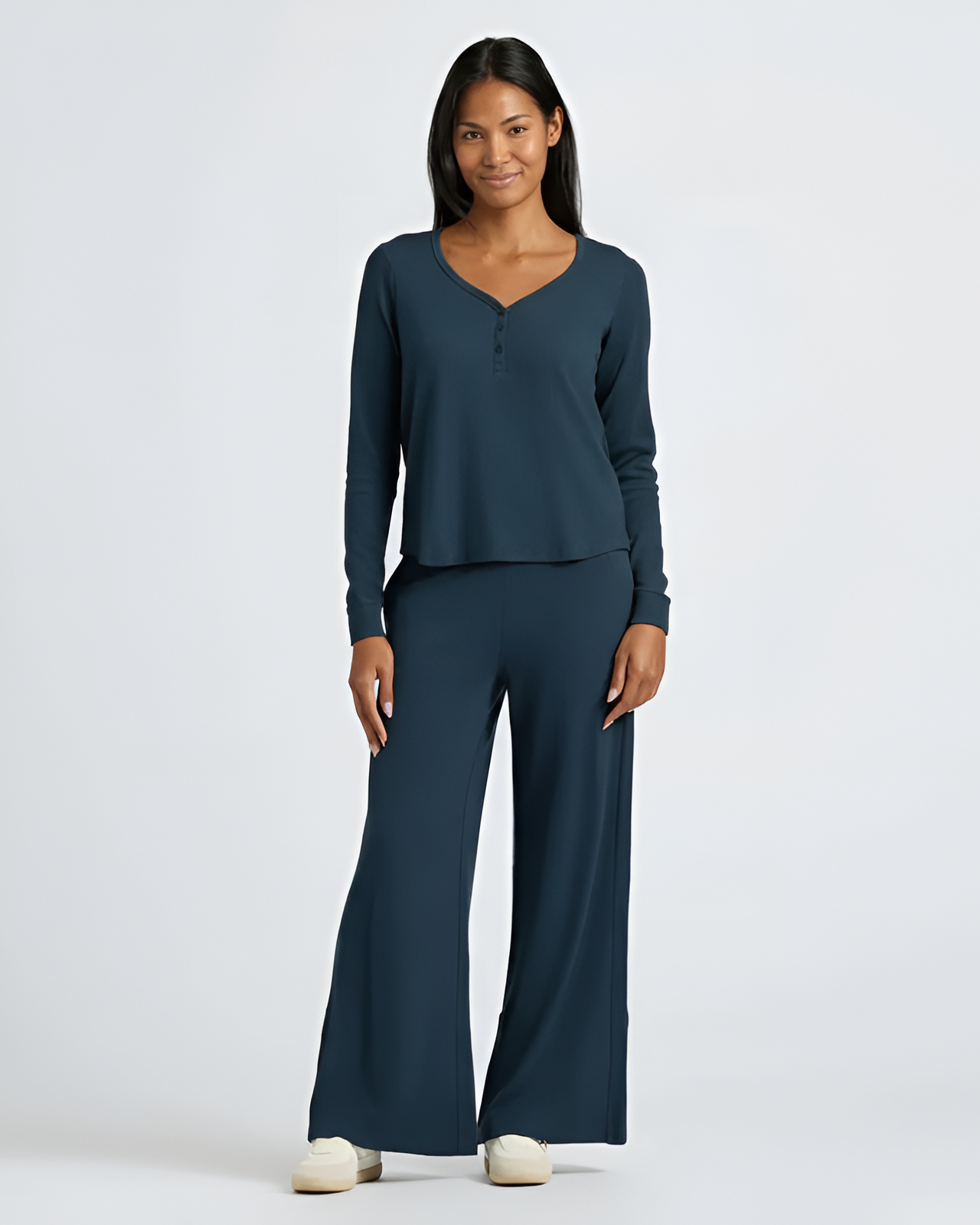 2 Piece Lounge Set With Long Sleeve Top And Pant For Women