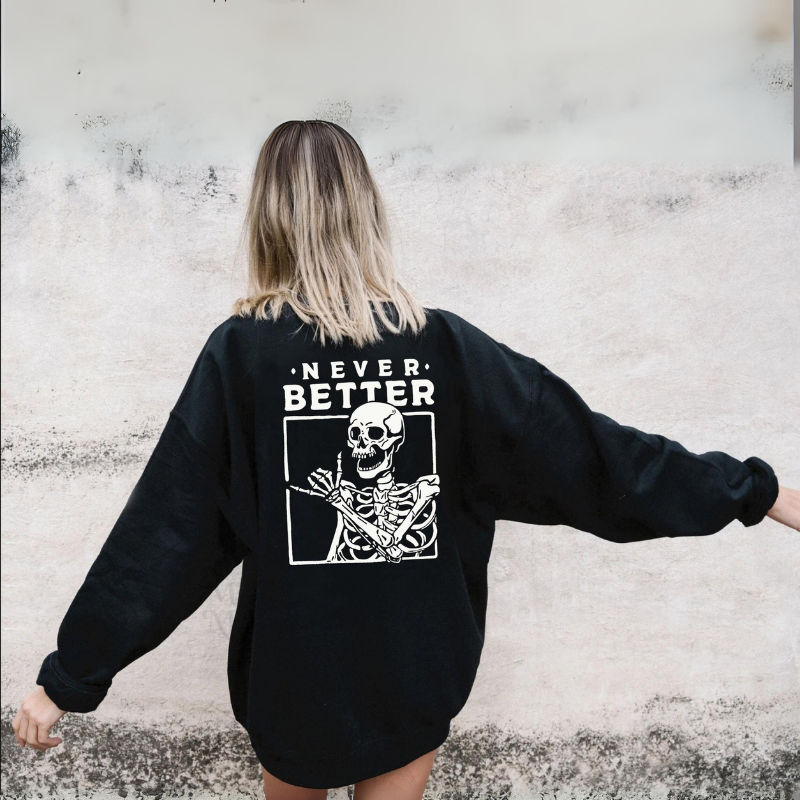 Never Better Printed Sweatshirt-Cozy Knit Sets
