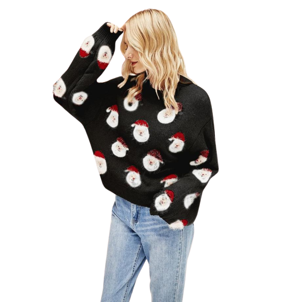 Cheerful Knitted Sweater With A Christmas Holiday Theme-Cozy Knit Sets