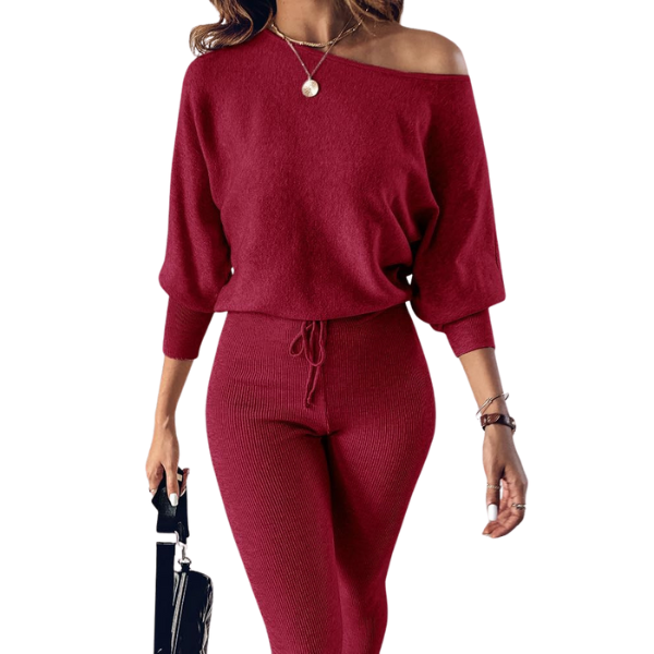 2 Piece Lounge Set With Long Sleeve Pullover And Drawstring Pants
