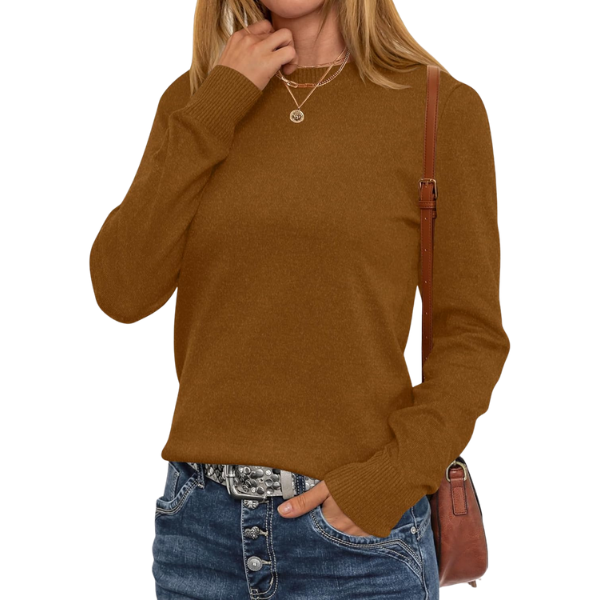 Women Long Sleeve Lightweight Crewneck Soft Basic Knit Loose Fit Pullover Top 2025 Fall Trendy Outfits