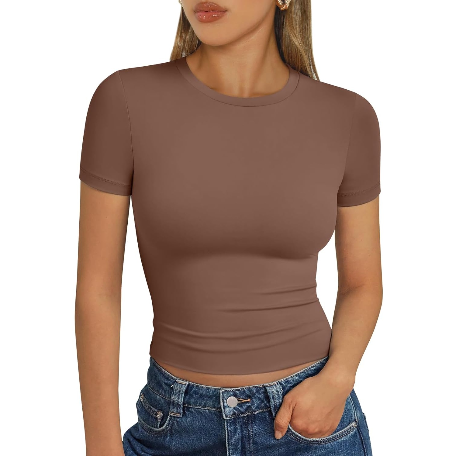 Casual Buttery Soft Short Sleeve T Shirt For Women