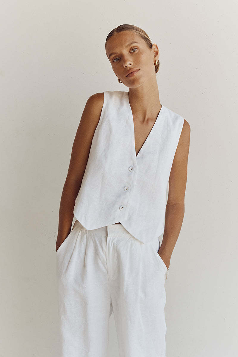 Sleeveless Linen Vest Pant Set-Cozy Knit Sets