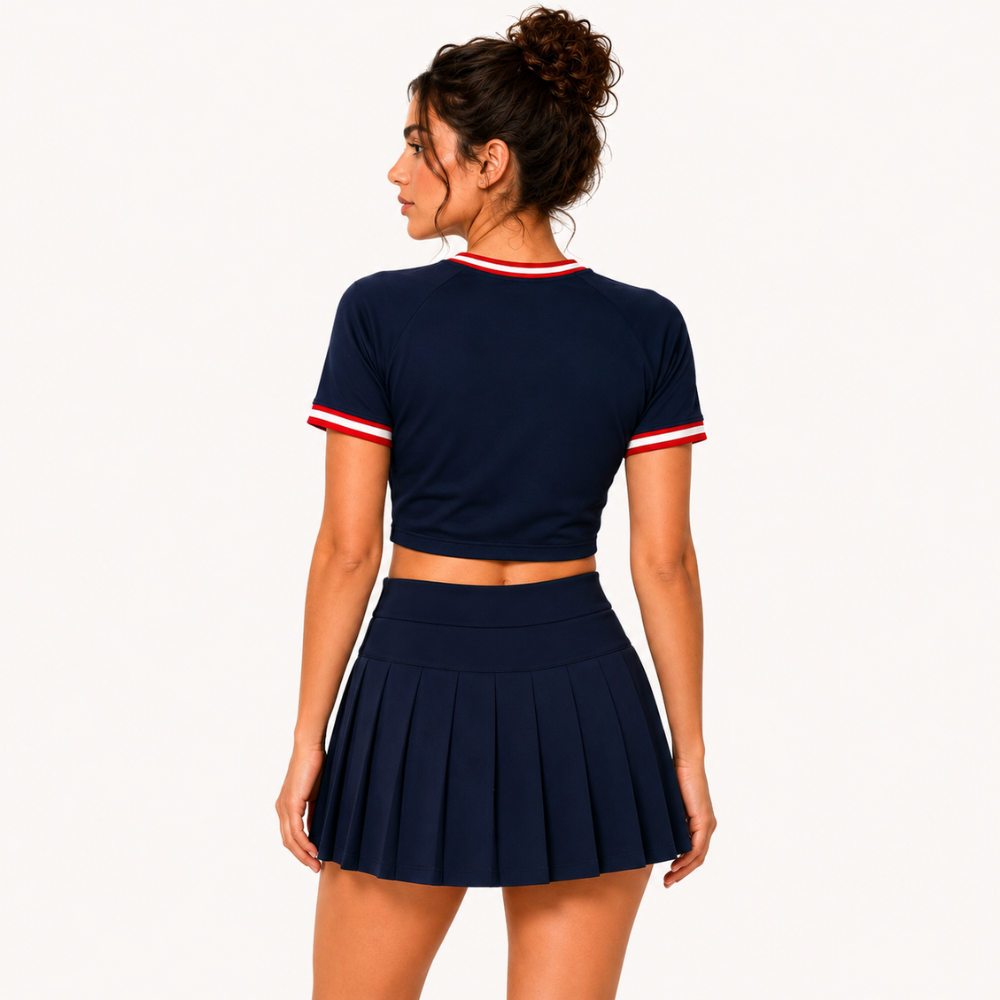 Cleveland Guardians Baseball Team Printed Two Piece Top And Skirt Set For Women