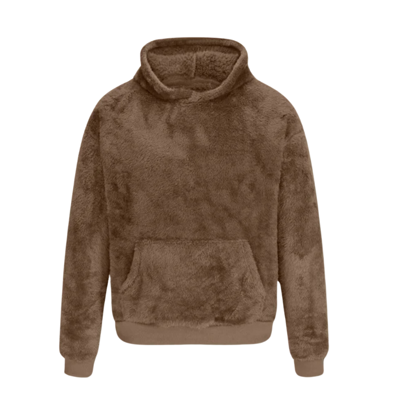Plush Fleece Pullover With Kangaroo Pocket-Cozy Knit Sets