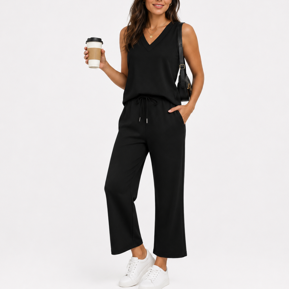 2 Piece Summer Outfits Matching Lounge Set Wide Leg Crop Pants For Women