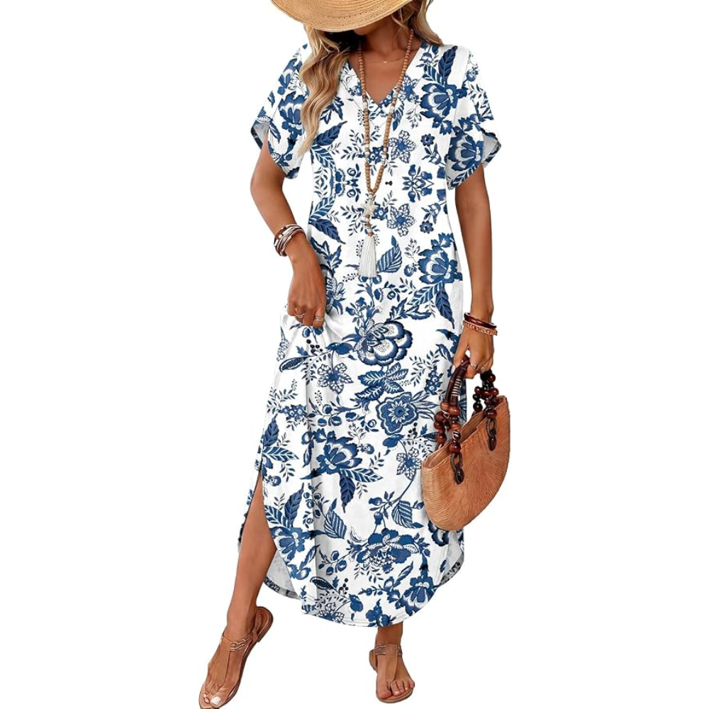 Summer Sundress Casual Short Sleeve Maxi Dress For Women