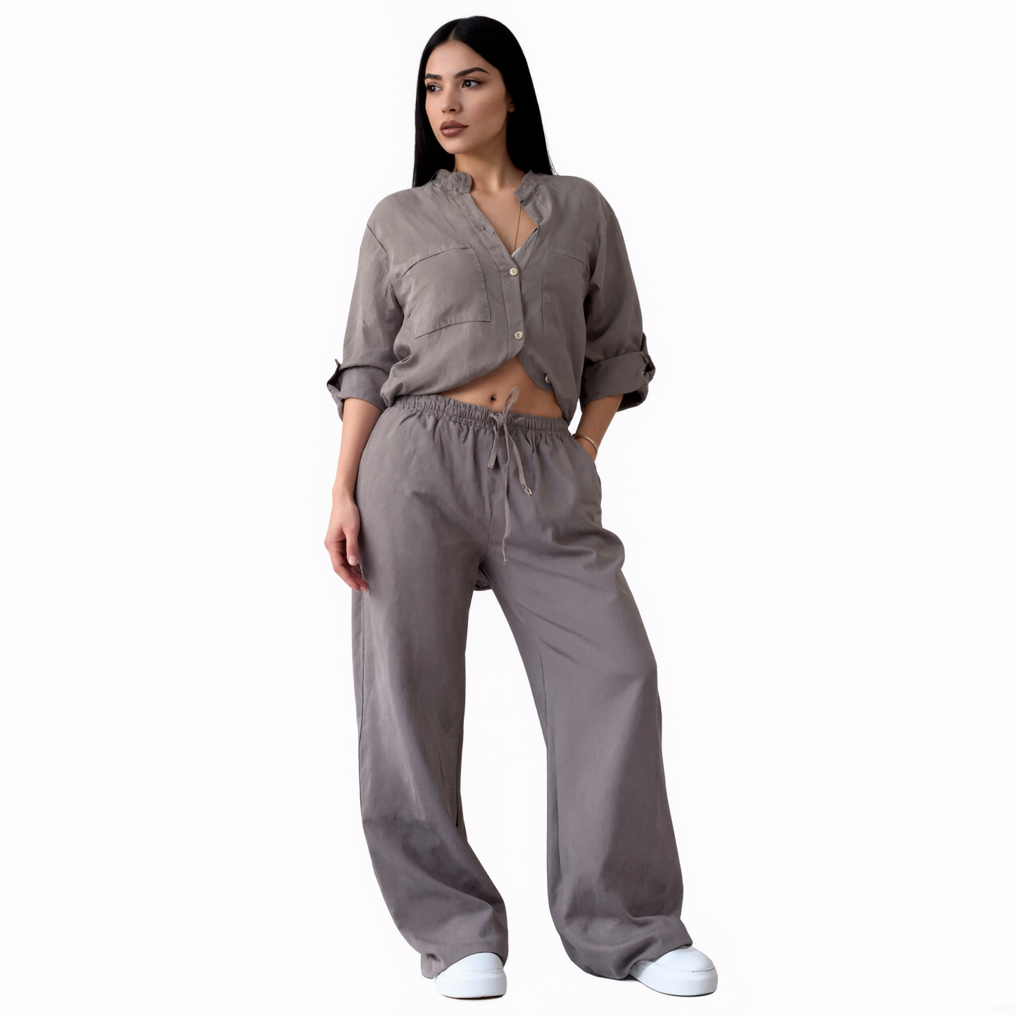 Women V Style Cotton and Linen Casual Suit