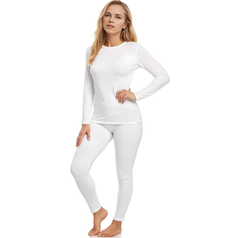 Women Thermal Underwear Fleece Lined Base Layer Top Bottom Set