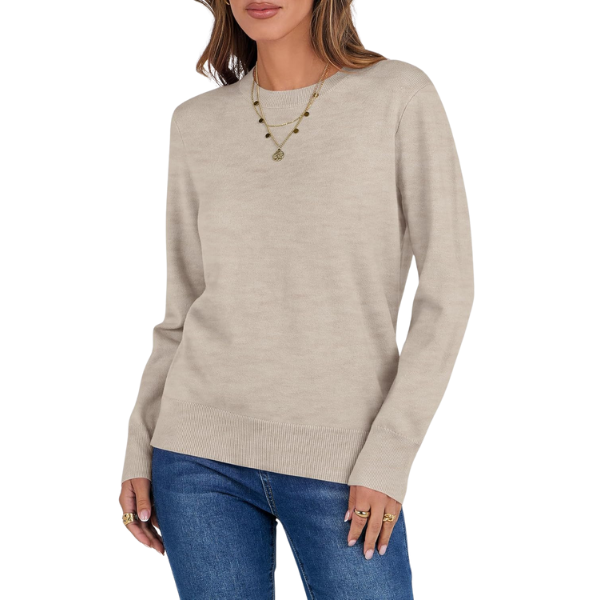 Women Long Sleeve Lightweight Crewneck Soft Basic Knit Loose Fit Pullover Top 2025 Fall Trendy Outfits