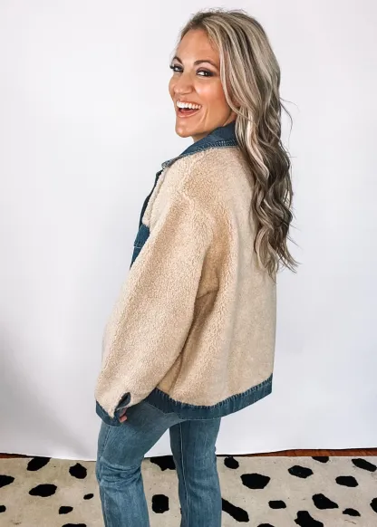 Denim Trim Fleece Jacket