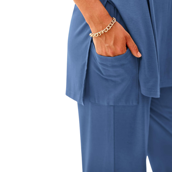 2 Piece Summer Lounge Set With Short Sleeve Top And Pants For Women