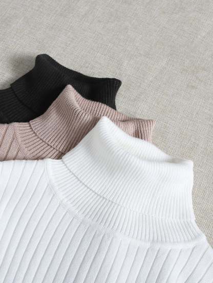 3 Pieces Turtle Collar Knit Sweater-Cozy Knit Sets