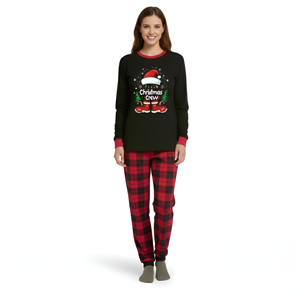 Plaid Christmas Crew Printed Family Matching Pajama Set