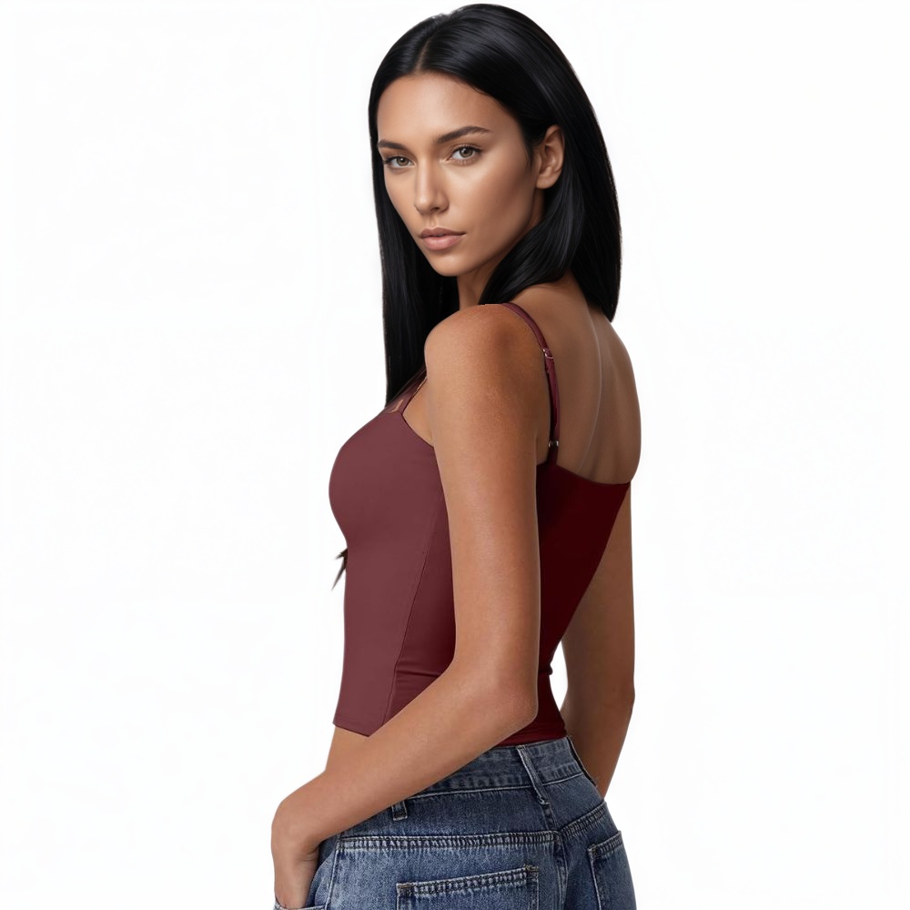 Double Lined Basic Tank Top Adjustable Spaghetti Straps Sleeveless