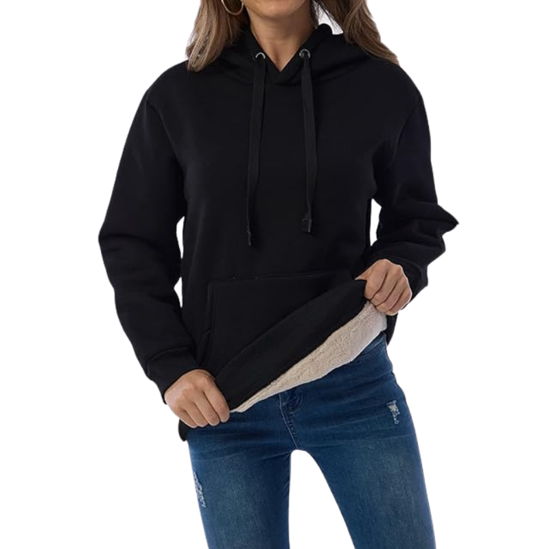 Haellun Womens Casual Winter Warm Fleece Sherpa Lined Pullover Hooded Sweatshirt