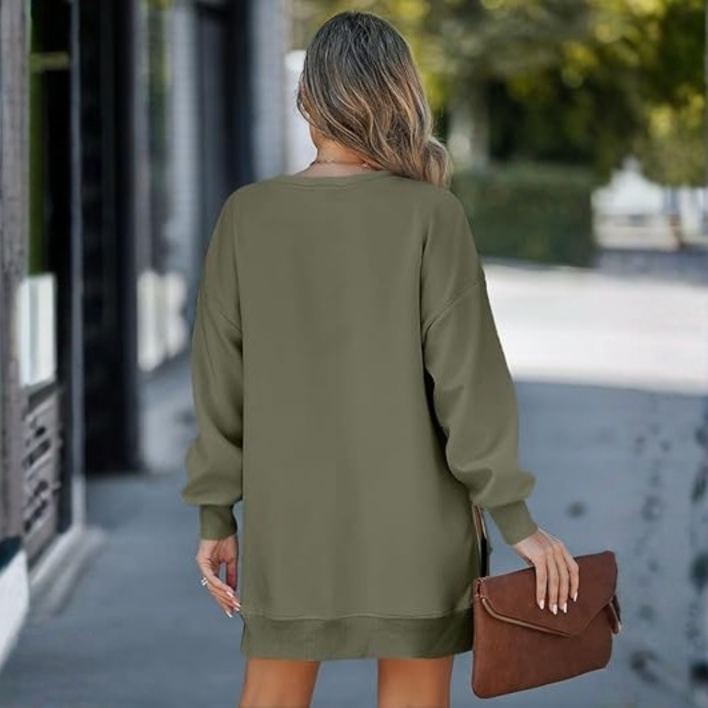 Oversized Sweatshirt With Zipper Slit For Women