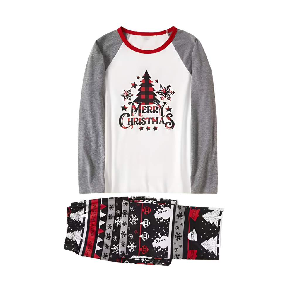 Christmas Family Tree and Snowflake Graphic and Letters Print Family Matching Pajama Sets