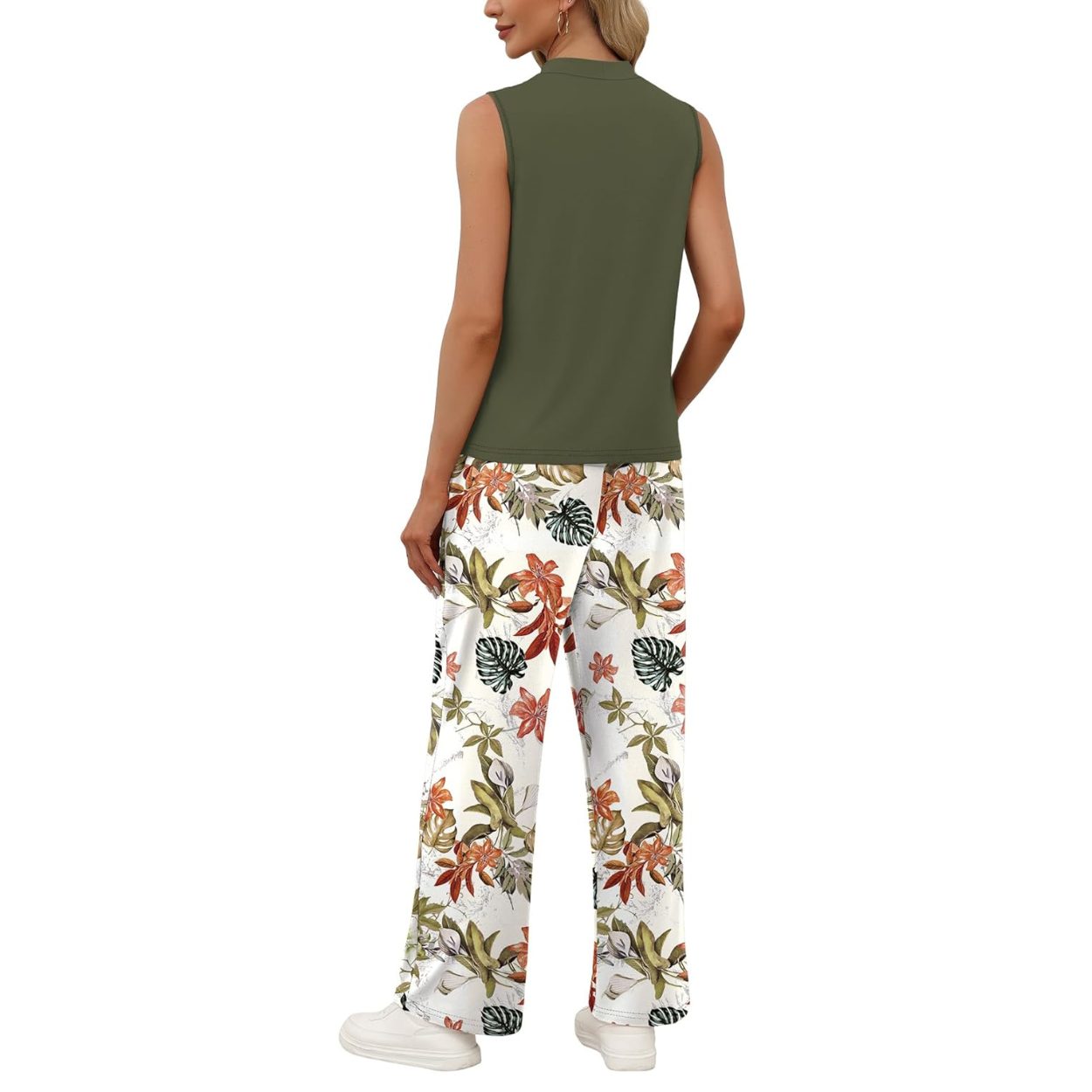 Two Piece Spring Lounge Set with Wide Length Pants For Women