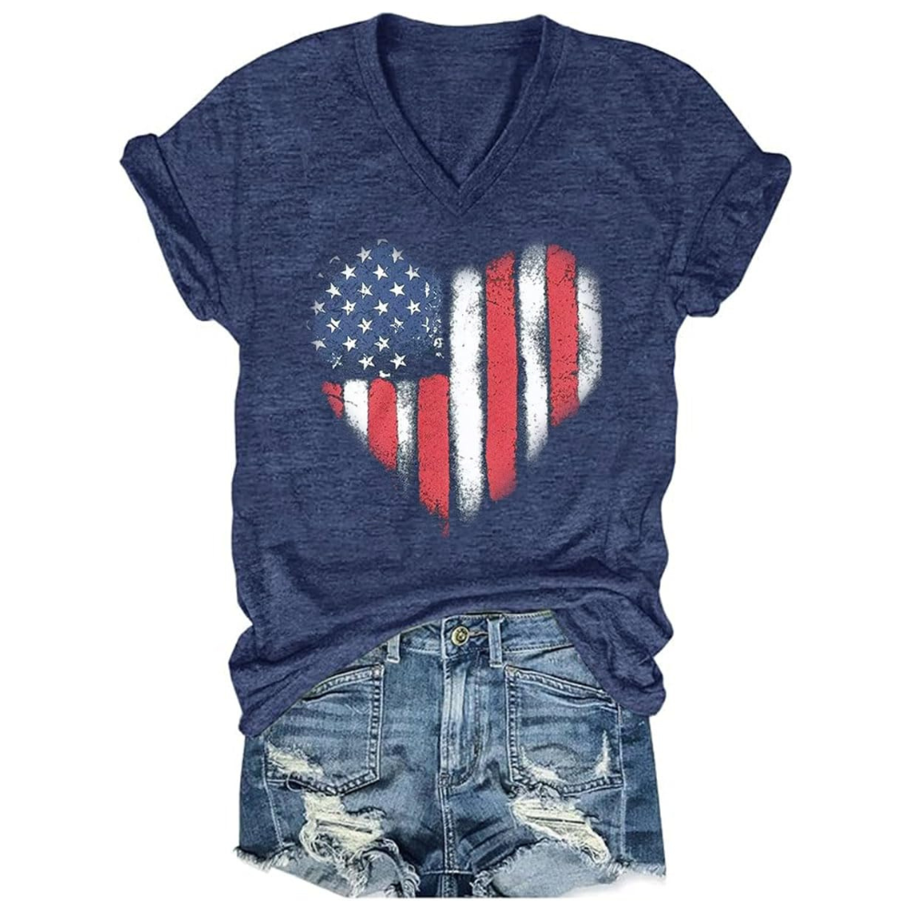 Casual Printed Short Sleeve T Shirt For Women