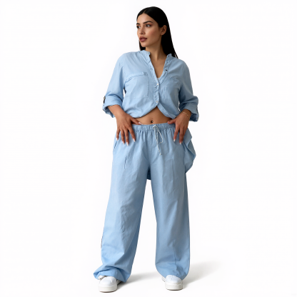 Women V Style Cotton and Linen Casual Suit