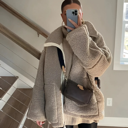 Sherpa Zippered Jacket With Pockets-Cozy Knit Sets