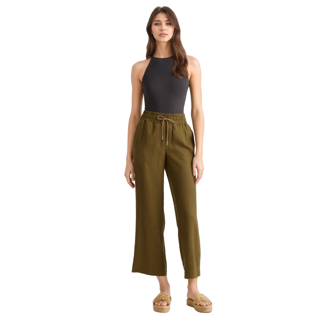 Women European Linen Wide Leg Pants