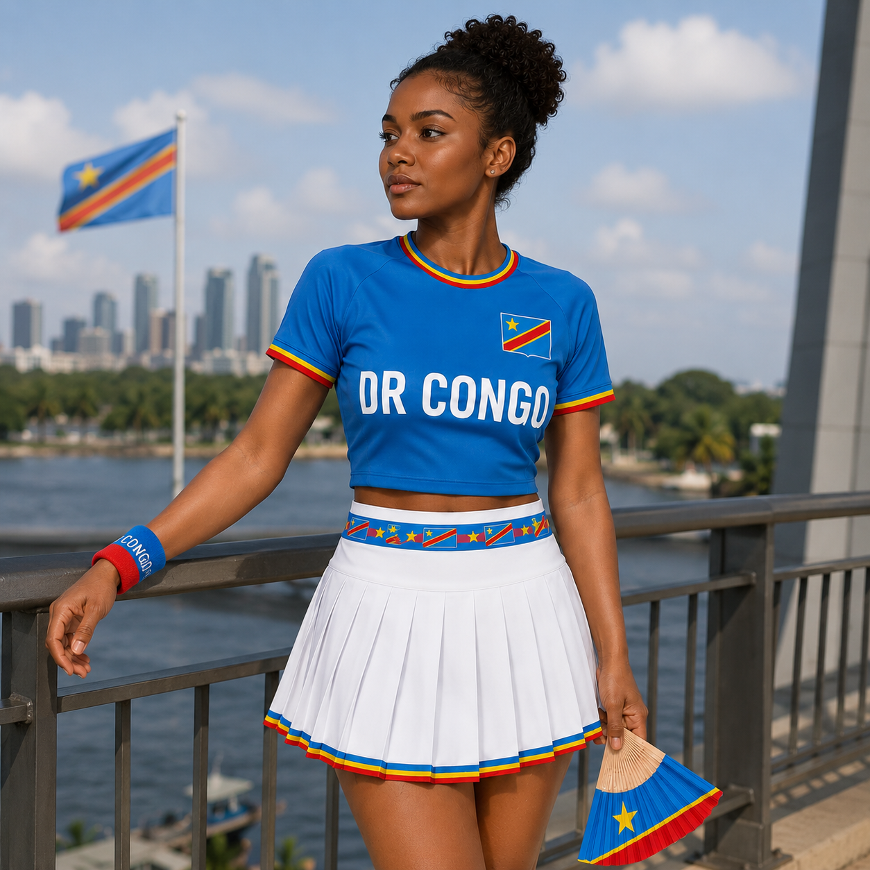 FIFA 2026 Democratic Republic Of The Congo Football Themed Two Piece Skirt Set For Women